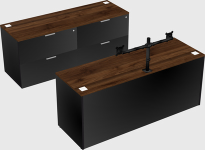 Parallel desk with credenza