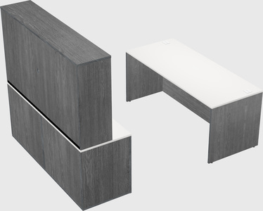 Parallel desk with credenza