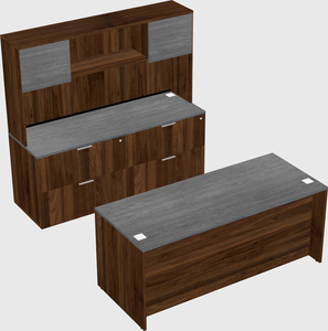Parallel desk with credenza