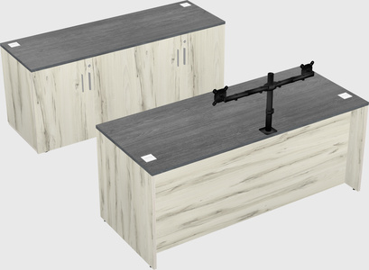 Parallel desk with credenza