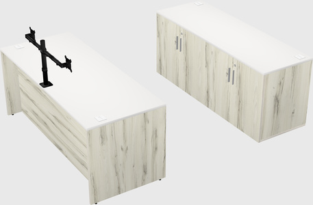 Bureau parallèle avec crédence