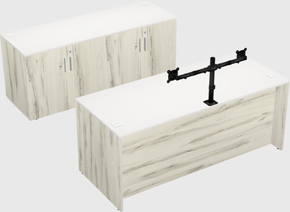Bureau parallèle avec crédence