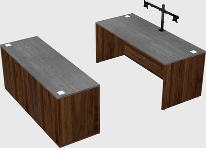 Parallel desk with credenza