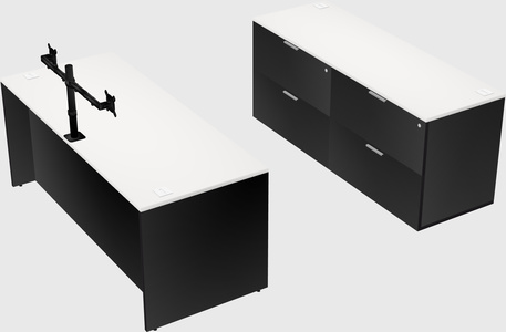 Bureau parallèle avec crédence