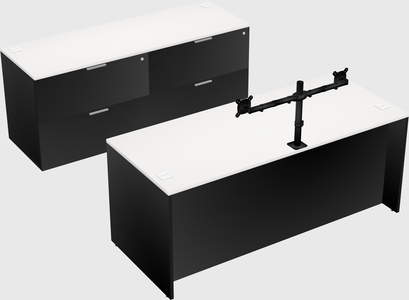 Bureau parallèle avec crédence