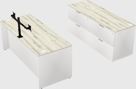 Bureau parallèle avec crédence