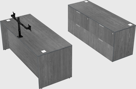 Parallel desk with credenza