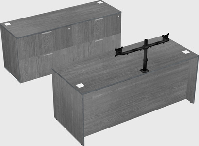 Parallel desk with credenza