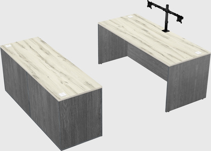 Parallel desk with credenza