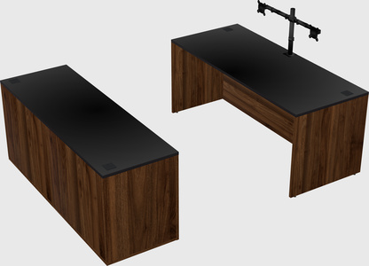 Bureau parallèle avec crédence