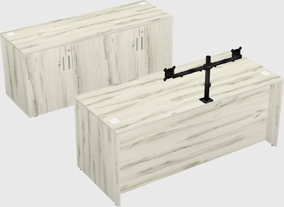 Bureau parallèle avec crédence