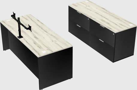 Parallel desk with credenza