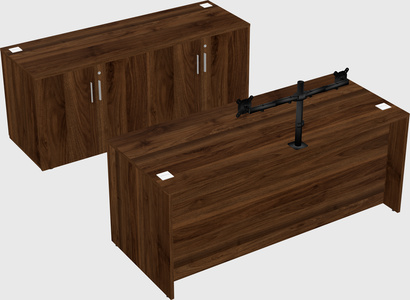 Parallel desk with credenza