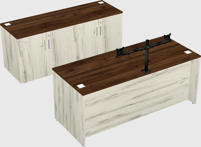 Parallel desk with credenza