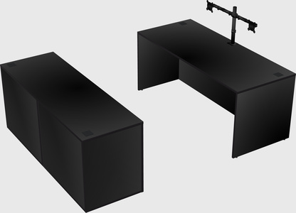 Parallel desk with credenza