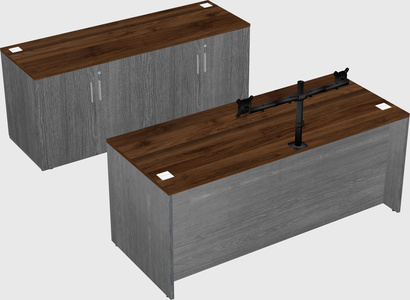 Bureau parallèle avec crédence