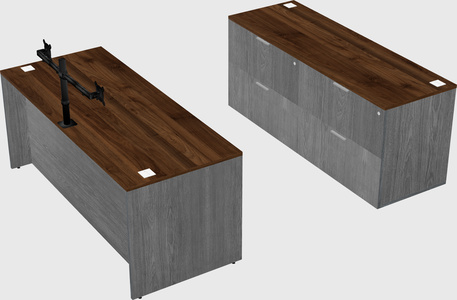 Parallel desk with credenza