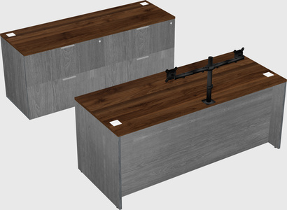 Parallel desk with credenza
