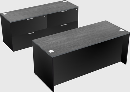 Bureau parallèle avec crédence
