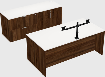 Parallel desk with credenza
