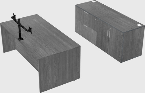 Bureau parallèle avec crédence