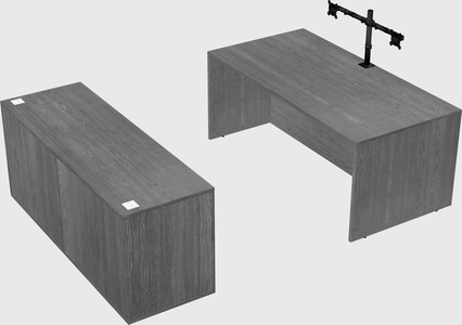 Bureau parallèle avec crédence