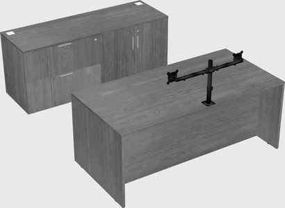 Bureau parallèle avec crédence