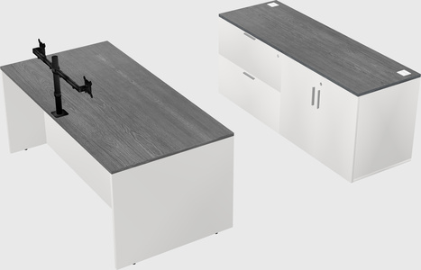 Parallel desk with credenza
