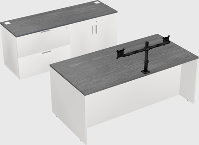 Parallel desk with credenza