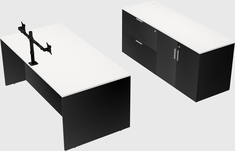Bureau parallèle avec crédence