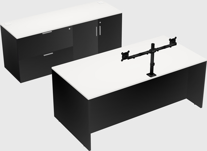Bureau parallèle avec crédence