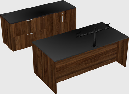 Parallel desk with credenza