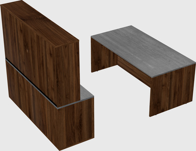 Parallel desk with credenza