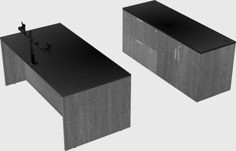 Parallel desk with credenza
