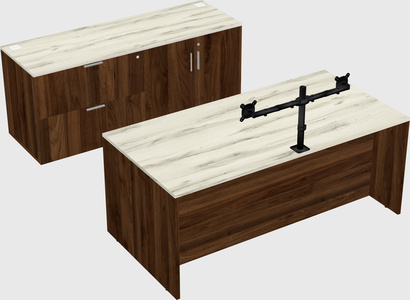 Parallel desk with credenza