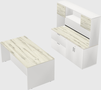 Parallel desk with credenza