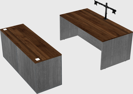 Bureau parallèle avec crédence