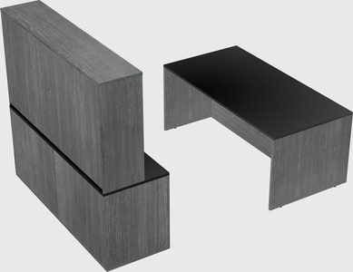 Parallel desk with credenza