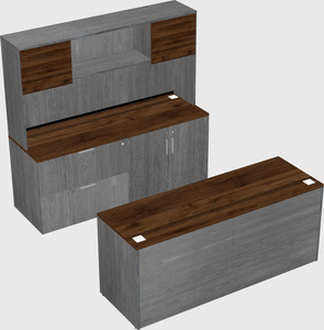 Parallel desk with credenza