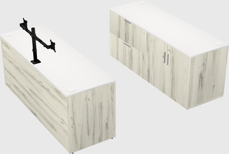 Parallel desk with credenza
