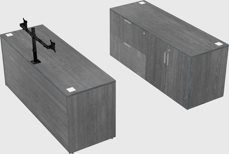 Bureau parallèle avec crédence