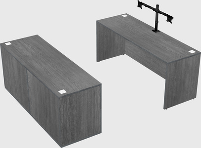 Bureau parallèle avec crédence