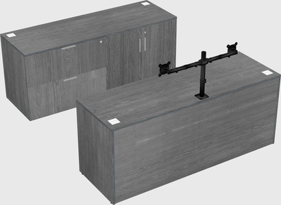 Bureau parallèle avec crédence