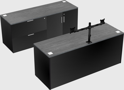 Parallel desk with credenza