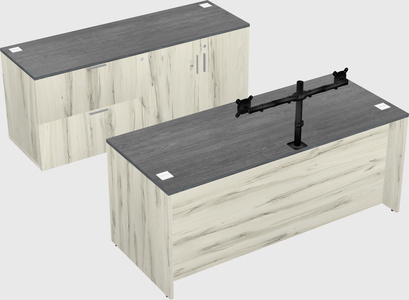 Bureau parallèle avec crédence