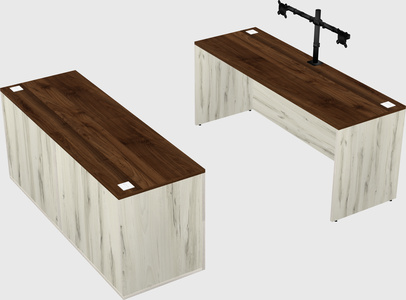 Parallel desk with credenza