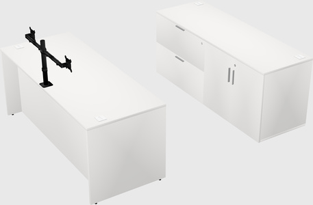 Parallel desk with credenza