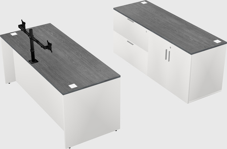 Parallel desk with credenza
