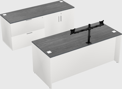 Parallel desk with credenza