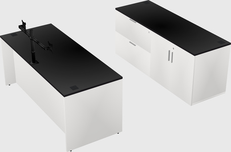 Bureau parallèle avec crédence